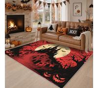 Générique Lavable Tapis Château Hanté, 80x150 cm | Tapis Salon Arbre Mort Jack-O'-Lantern, Antidérapant, Poil Court, Moquette, Salon, Chambre, Bureau, Nettoyage Facile P-&146