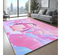 Générique Lavable Tapis Dessin Animé Pingouin Bonbon Mignon Antidérapante Doux Poil Ras Tapis pour Salon Chambre Couloir Chambre d'enfant et Bébé Rose Violet, 180x 270 cm