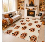 Générique Lavable Tapis Jack-O'-Lantern Interieur 50x80 cm | Tapis Salon Citrouille Halloween, Chambre, Cuisine, Moquette Motif Antidérapant, Poil Ras, Doux QAZ73