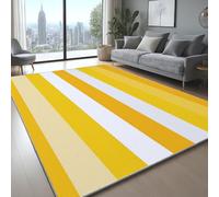 Générique Lavable Tapis Lignes Minimalistes Rayures Antidérapante Doux Poil Ras Tapis pour Salon Chambre Couloir Chambre d'enfant et Bébé Jaune, 140 x 200 cm