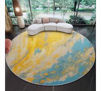 Générique Lavable Tapis Rond imprimé 60 x 60 cm - antidérapant Tapis à Poils Ras de Motif Abstrait Fond Tie Dye pour Salon Chambre étude Appartement Salle à Manger décoration, Gris Bleu