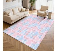 Générique Lavable Tapis Salon Cœur Bleu Rose, 120x120 cm