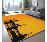 Générique lavables en Machine Tapis Minimaliste Design Architecture Antidérapante Doux Tapis Moelleux à Poils pour Salon Chambre Couloir Chambre d'enfant et Bébé Orange, 140 x 200 cm