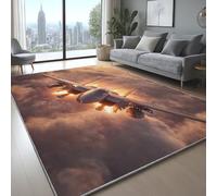 Générique lavables en Machine Tapis RéAliste Fantaisie Avion De Chasse Antidérapante Doux Tapis Moelleux à Poils pour Salon Chambre Couloir Chambre d'enfant et Bébé Marron, 160 x 230 cm