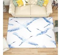 Générique Lavables Tapis de Salon Grue Animale à L'Aquarelle, 120x180 cm Entretien Facile Intérieur Moquette - Blanc Grande Tapis Poils Ras Antidérapant pour Chambre d'enfant et Adulte