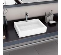 Générique Lavabo 60x38x11 cm Fonte minérale/marbre Blanc,Lavabos,13.8KG-144064