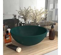 Générique Lavabo Rond de Salle de Bain Vert foncé Mat 32,5x14cm Céramique,Quincaillerie,Plomberie,Équipements sanitaires,Éviers & lavabos,Lavabos,Vert,4.4KG,146970