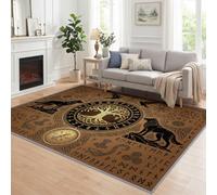 Générique Lavag Tapis Arbre Loup Aigle, 200x300 cm | Tapis à Poils Courts Denses Antidérapant Tapis, Nordique Mystérieux Ethnique pour Salon Chambre Cuisine Enfant