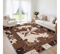 Générique Lavag Tapis Étoile À Cinq Branches Marron, 80x150 cm | Tapis à Poils Courts Denses Antidérapant, Vintage Rustique Chalet Traditionnel pour Salon Chambre Cuisine Enfant