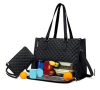 Générique Lavenra Tote Bag, Lavenra All in One Tote Bag, 2 in 1 Valise Lunch Package Combo with Lunch Compartment, for Office (Black)