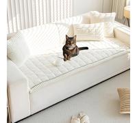 Générique Lazy Soft Flannel Breathable Pet Mat Non-Slip Couch Cover, Sofa Blanket Bolster Dog Mat Couch Cover, Pet Mat & Sofa Protector Breathable Washable for All Pets (Beige,70 * 150 CM)