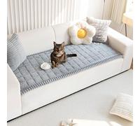 Générique Lazy Soft Flannel Breathable Pet Mat Non-Slip Couch Cover, Sofa Blanket Bolster Dog Mat Couch Cover, Pet Mat & Sofa Protector Breathable Washable for All Pets (Light Grey,90 * 160 CM)