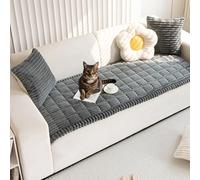 Générique Lazy Soft Flannel Breathable Pet Mat Non-Slip Couch Cover, Sofa Blanket Bolster Dog Mat Couch Cover, Pet Mat & Sofa Protector Breathable Washable for All Pets (Dark Grey,80 * 160 CM)