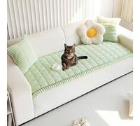 Générique Lazy Soft Flannel Breathable Pet Mat Non-Slip Couch Cover, Sofa Blanket Bolster Dog Mat Couch Cover, Pet Mat & Sofa Protector Breathable Washable for All Pets (Green,80 * 120 CM)