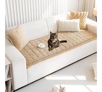 Générique Lazy Soft Flannel Breathable Pet Mat Non-Slip Couch Cover, Sofa Blanket Bolster Dog Mat Couch Cover, Pet Mat & Sofa Protector Breathable Washable for All Pets (Coffee,90 * 120 CM)