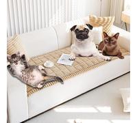 Générique Lazy Soft Flannel Breathable PetMats Non-Slip Couch Cover, Sofa Blanket Bolster Dog Mat Couch Cover, Suitable for All Pets with Washable Covered (Khaki,60 * 90cm(23.6 * 35.4in))