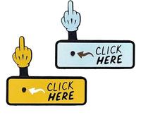 Générique Le Bouton Surprise Cliquez Ici - Cadeau de Farce hilarant, Jouet de clicker Fidget pour la décoration de Bureau, Cadeau de Gag de Bureau Amusant pour Adultes (Bleu + Jaune)