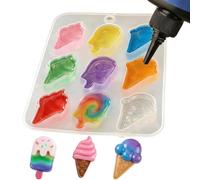 Générique Le Moule À Glace en Silicone - Moule Époxy 9 Cavités - Silicone pour Pendentif Porte-clés Glace Mignonne - pour DIY Bijoux Porte-clés Pendentif, Créations Sucrées Pâtisserie