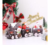 Générique Le Père Noël Conduit Un Train pour Envoyer Une Cabine en Bois décorée Petit Train transportant des Statues en résine décorées (B, 19x6.5cm)