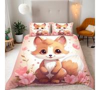 Générique Le Renard Impression 3D Literie Taies d'oreiller Et Housses De Couette Couvre - Lit 1 Personne Zip Microfibre Set Respirant Enfants Adultes Chambre À Coucher Décoration (Single (140X200Cm)