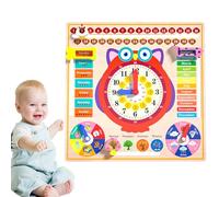 Générique Learning Clock, Owl-Shaped Toy Clock for Kids, Wooden Toddler Calendar, Weather Station Forecast Board, Educational Teaching Tool for Early Learning, Perfect for Interactive Play, 30x30cm
