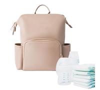 Générique Leather Diaper Backpack, Pu Leather Toddler Bag, 16.14x13.78x7.87 Inches, Multi-Function Waterproof Travel Backpack, Stylish Mommies Bags Daily Use, Large Storage for Baby