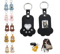 Générique Leather Dog Cat Paw Keychain,Cat Dog Fur Storage Keychain,Pet Memorial Gift Keyring,Memorial Gift for Pet Lovers (2*black)