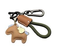 Générique Leather Horse Keychain - Cute Horse Backpack Charm | Backpack Purse Bag Car Keys Accessory, PU Leather Metal Keychain with Weaving Rope for Adults Teens Travel School Commuting Birthday