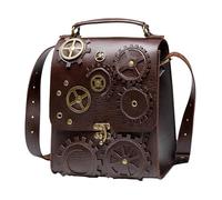 Générique Leather Messenger | Adjustable PU Leather Steampunk Messenger | Large Capacity Sling with 2 Compartments for Tablet, Wallet, Keys