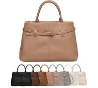 Générique Leather Tote Bag for Women, Womens Large Tote Bag with Zipper Top Handle Bags Hobo Purses for Work, Travel, Gym (Brown,Taille unique)