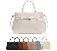 Générique Leather Tote Bag for Women, Womens Large Tote Bag with Zipper Top Handle Bags Hobo Purses for Work, Travel, Gym (White,Taille unique)