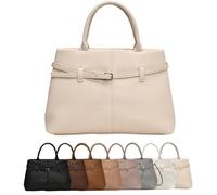 Générique Leather Tote Bag for Women, Womens Large Tote Bag with Zipper Top Handle Bags Hobo Purses for Work, Travel, Gym (Beige,Taille unique)