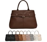 Générique Leather Tote Bag for Women, Womens Large Tote Bag with Zipper Top Handle Bags Hobo Purses for Work, Travel, Gym (Dark Brown,Taille unique)