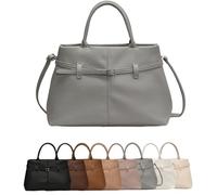 Générique Leather Tote Bag for Women, Womens Large Tote Bag with Zipper Top Handle Bags Hobo Purses for Work, Travel, Gym (Gray,Taille unique)