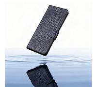 Générique Leather Wallet Case for iPhone 17 Pro Max/17 Pro/17 Air/17, Genuine Leather Crocodile-Texture Flip Folio with Card Slots & Stand, TPU Bumper, Raised Edges for Lens & Screen(Black,17 Pro)