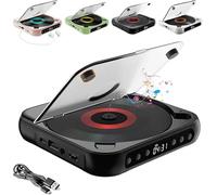 Générique Lecteur CD Portable,Compatible Bluetooth,Rechargeable,avec Haut-Parleurs IntéGréS,Prend en Charge Plusieurs Formats Audio Et Modes De RéPéTition.,Black