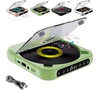 Générique Lecteur CD Portable,Compatible Bluetooth,Rechargeable,avec Haut-Parleurs IntéGréS,Prend en Charge Plusieurs Formats Audio Et Modes De RéPéTition.,Green