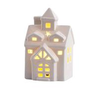 Générique LED Ceramic Christmas House - Festive Holiday Decoration | Compact 2.76-3.54in Width, 4.92in Height, Built-in Button Battery, Rustic Ornament for Home Party Mantel Shelf
