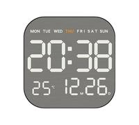 Générique LED Digital Alarm Clock, 19.5x19.5x2.7cm ABS Large Display Multifunctional Bedroom Clock with Modern Aesthetic Design, Home Decor, Time Management, Sleeping Use