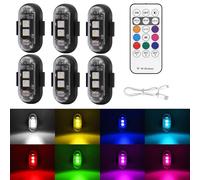 Générique Led Emergency Warning Lights ,LumièRe Stroboscopique Led Sans Fil Avec TéLéCommande, 8 Couleurs Usb Charing Waterproof Anti-Collision,For Car Motorcycle Drone Aircraft Bike (6PCS)