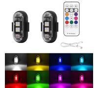 Générique Led Emergency Warning Lights ,LumièRe Stroboscopique Led Sans Fil Avec TéLéCommande, 8 Couleurs Usb Charing Waterproof Anti-Collision,For Car Motorcycle Drone Aircraft Bike (2PCS)