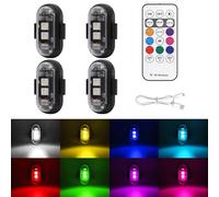 Générique Led Emergency Warning Lights ,LumièRe Stroboscopique Led Sans Fil Avec TéLéCommande, 8 Couleurs Usb Charing Waterproof Anti-Collision,For Car Motorcycle Drone Aircraft Bike (4PCS)