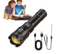 Générique LED Flashlight - Rechargeable Torch for Camping | Zoomable Beam with 3 Light Modes, 250,000 LM Intensity, Waterproof Gear for Hiking, and Outdoor Exploration