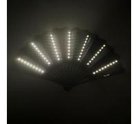 Générique LED Folding Hand Fan | Lighted Portable Party Accessory Battery Included Large Design | Glowing Dance Prop Festival Stage Photography Costume Tool | Bar Club Carnival Performance Atmo