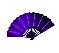 Générique LED Folding Hand Fan | Lighted Portable Party Accessory Battery Included Large Design | Glowing Dance Prop Festival Stage Photography Costume Tool | Bar Club Carnival Performance Atmo