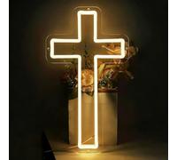 Générique LED Neon Cross, Lighted Crucifix Decoration Lamp, Wall Sign with Bright Glow, Acrylic LED Ornament, Prayer Decor with Modern Style, Religious Lighting for Living Room Glowing Cross Lamp