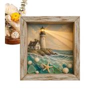 Générique LED Sea Glass Shadow Box Soft Glow Wooden Decoration Good Meaning