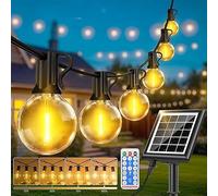 Générique LED Solaire Guirlande Lumineuse Exterieure - 20M G40 Dimmables Ampoules avec Télécommande, IP44 Étanche Jaune Chaud Lumiere Exterieur pour Jardin Terrasse Pergola Balcon Fêtes