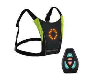 Générique Led Turn Signal Bike-Pack Vest, Gilet de course réfléchissant avec télécommande, Lumière de guidage Usb Bike-Pack avec indicateur de direction pour la course de nuit, la marche, le vélo