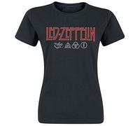 Led Zeppelin T-Shirt - Logo and Symbol Femme Noir Noir